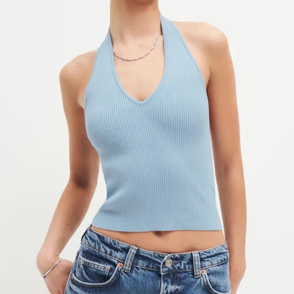 NWT Reformation Carol Cotton Sweater Tank in “Mineral” Blue, M